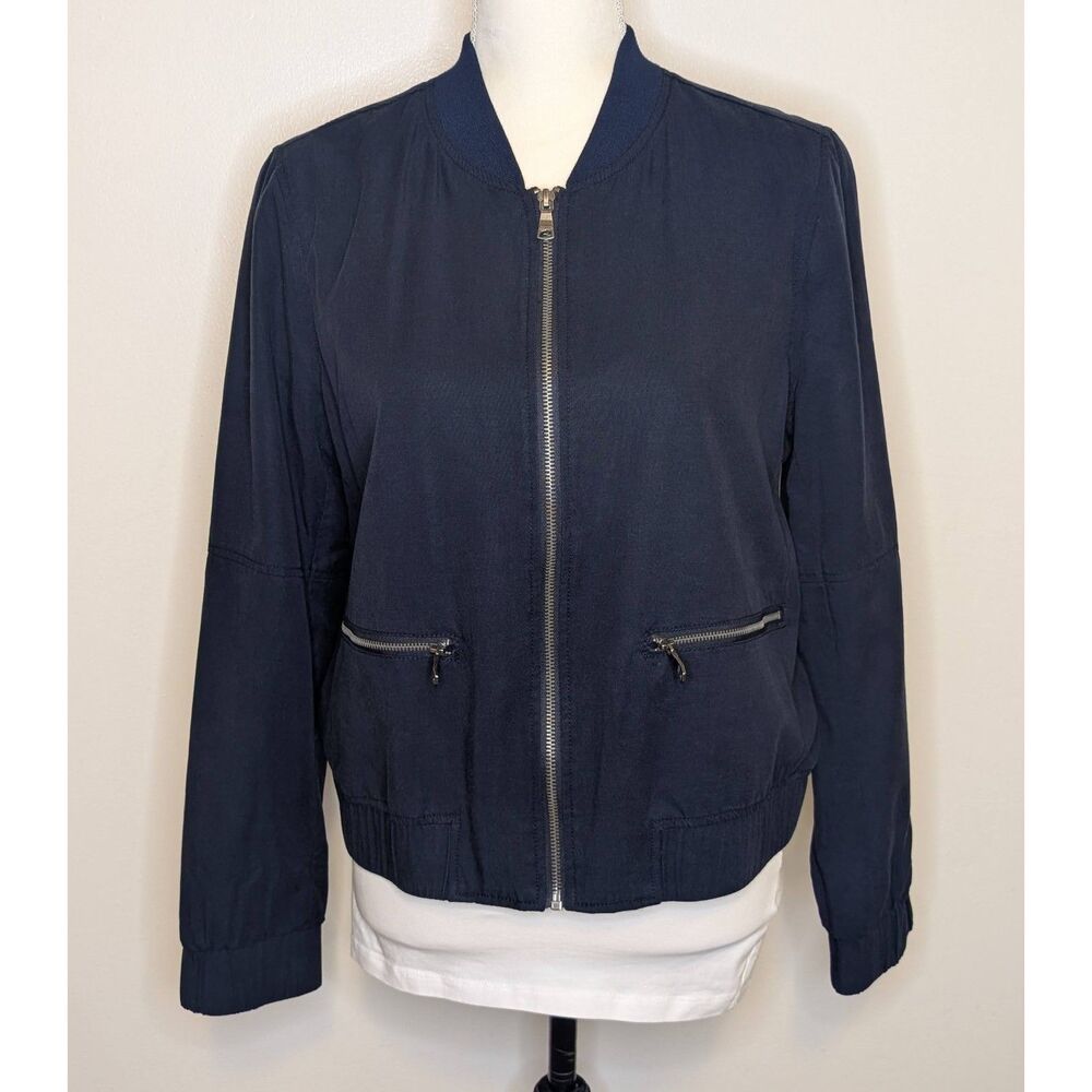 Banana Republic Women's Navy Blue Zip Up Bomber Jacket Size M